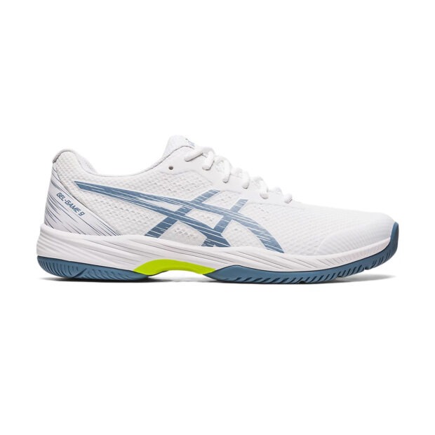 Asics Gel Game 9 Tennis Shoes (White/Steel Blue)