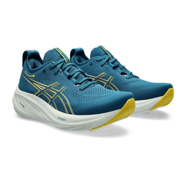 Asics Gel Nimbus 26 Running Shoes (Evening Teal/Light Mustard) - Image 3