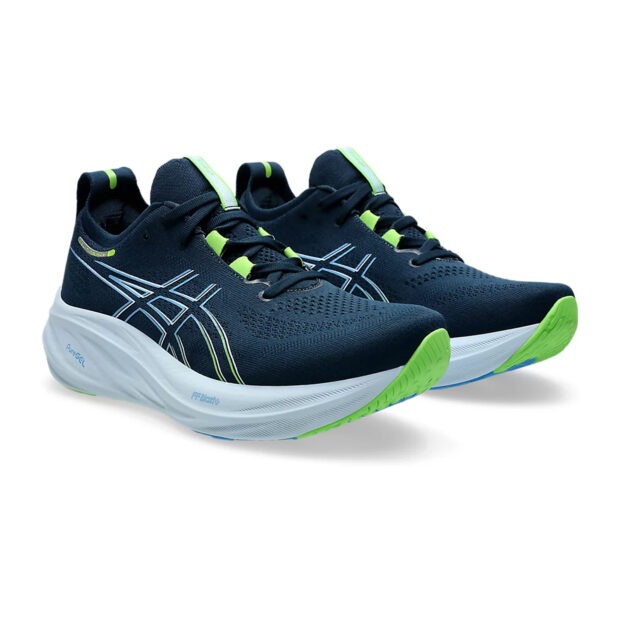 Asics Gel Nimbus 26 Running Shoes (French Blue/Electric Lime) - Image 3