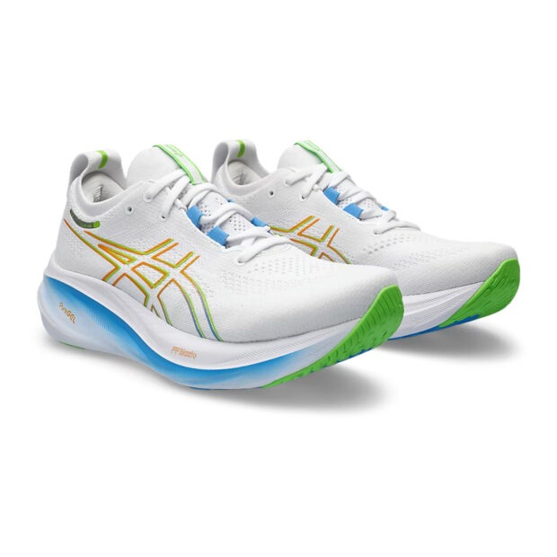 Asics Gel Nimbus 26 Running Shoes (White/Waterscape) - Image 3