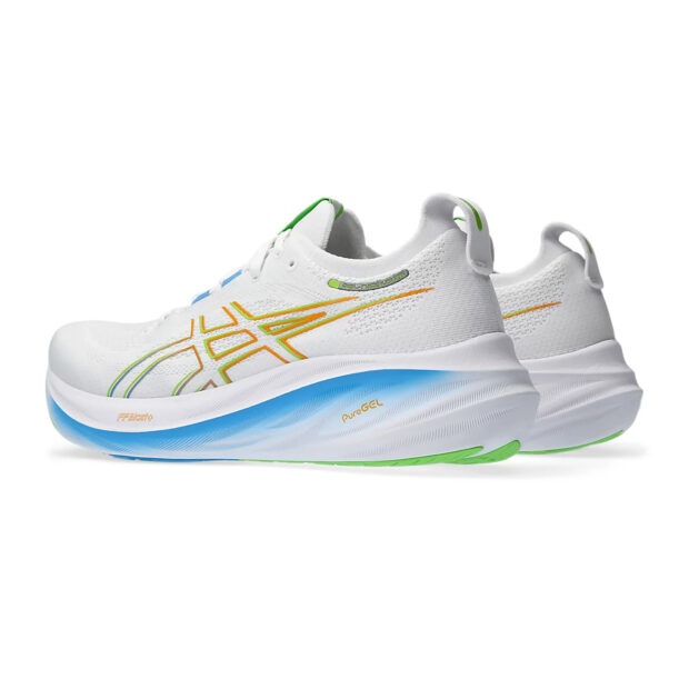 Asics Gel Nimbus 26 Running Shoes (White/Waterscape) - Image 4