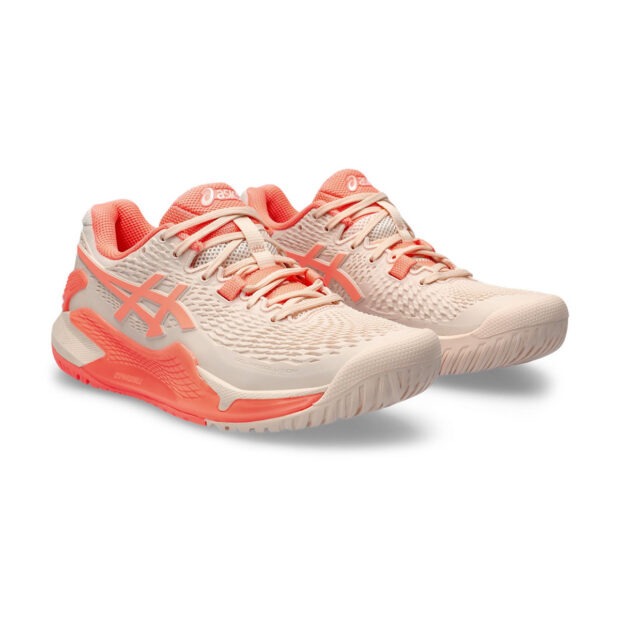 Asics Gel Resolution 9 Tennis Shoes (Pearl Pink/Sun Coral) - Image 3