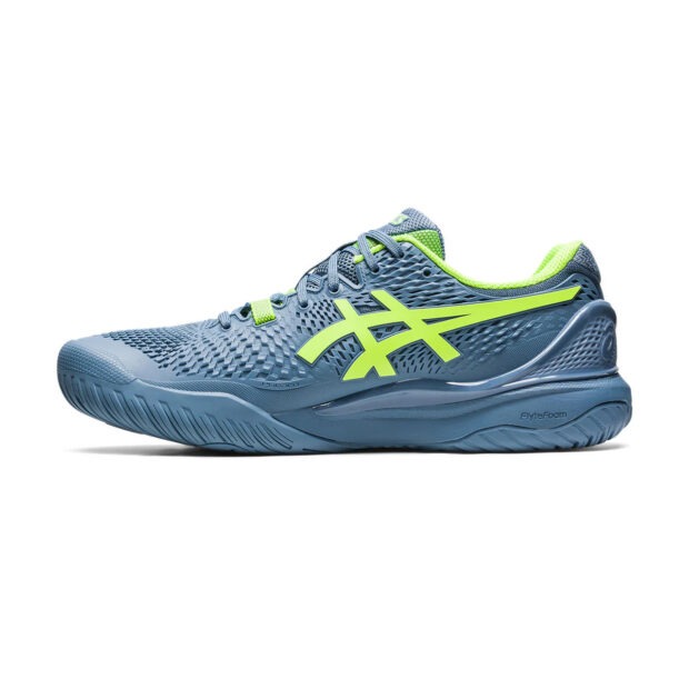 Asics Gel Resolution 9 Tennis Shoes (Steel Blue/Hazard Green) - Image 2