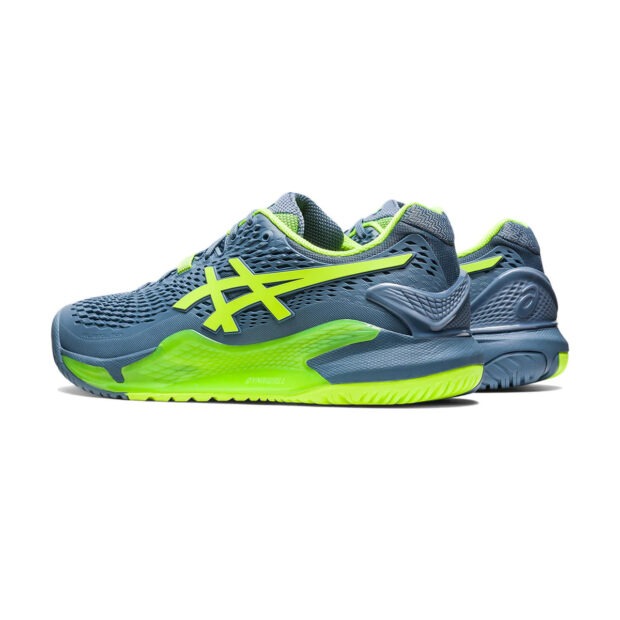 Asics Gel Resolution 9 Tennis Shoes (Steel Blue/Hazard Green) - Image 4