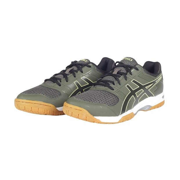 Asics Gel CourtMov+ Badminton Shoes (Olive Canvas/Glow Yellow) - Image 2