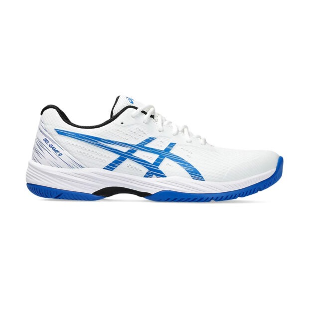 Asics Gel Game 9 Court Shoes (White/Tuna Blue)