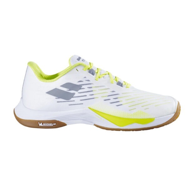 Babolat Shadow Tour 5 Badminton Shoes (White/Lime) - Image 2