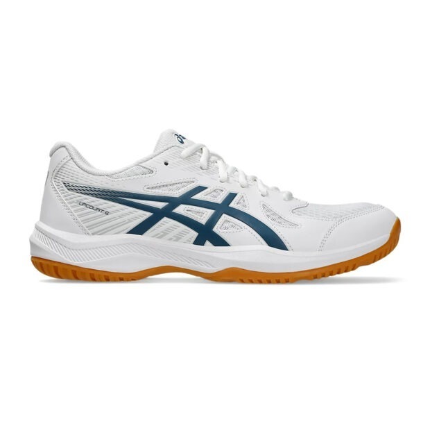 Asics Upcourt 6 Badminton Shoes (White/Vintage Indigo)