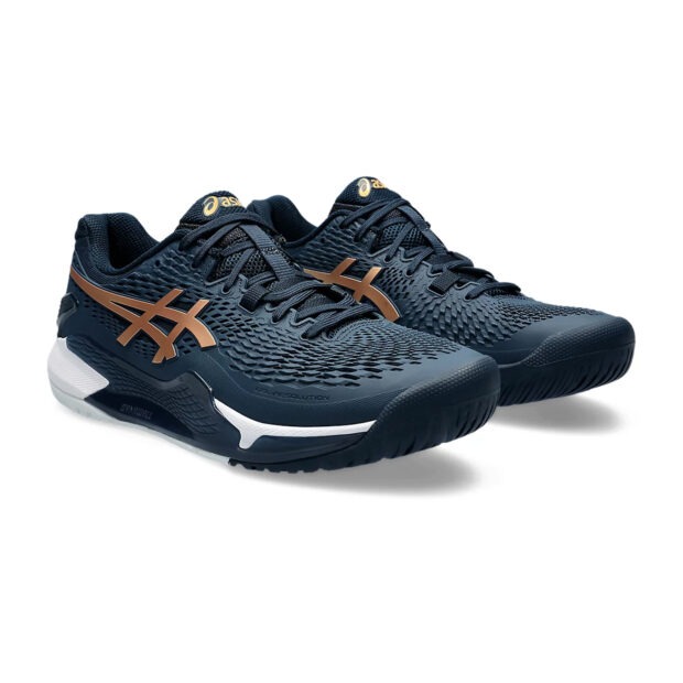 Asics Gel Resolution 9 Tennis Shoes (French Blue/Pure Gold) - Image 3