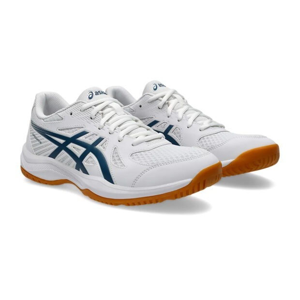 Asics Upcourt 6 Badminton Shoes (White/Vintage Indigo) - Image 3