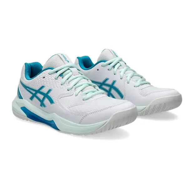 Asics Gel Dedicate 8 Tennis Shoes (White/Teal Blue) - Image 3