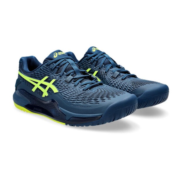 Asics Gel Resolution 9 Tennis Shoes (Mako Blue/Safety Yellow) - Image 3