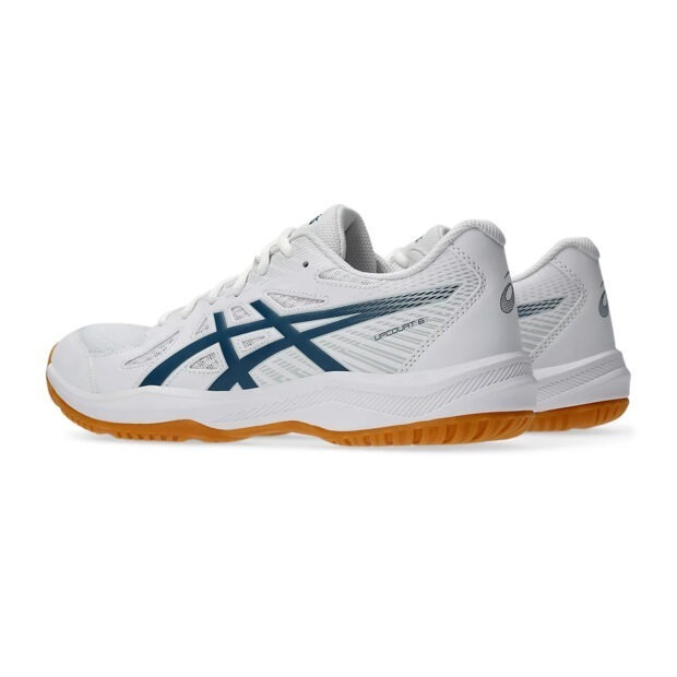 Asics Upcourt 6 Badminton Shoes (White/Vintage Indigo) - Image 4