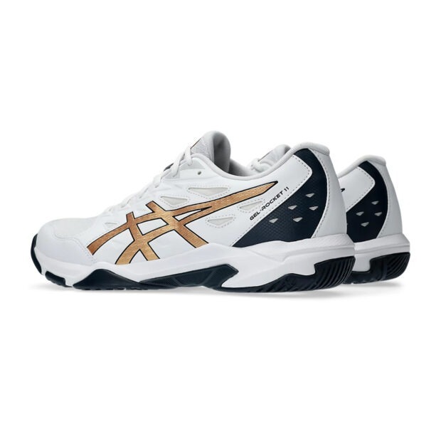 Asics Gel Rocket 11 Badminton Shoes (White/Pure Gold) - Image 4