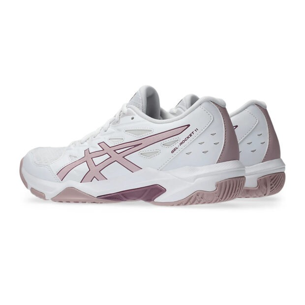 Asics Gel Rocket 11 Badminton Shoes (White/Watershed Rose) - Image 4