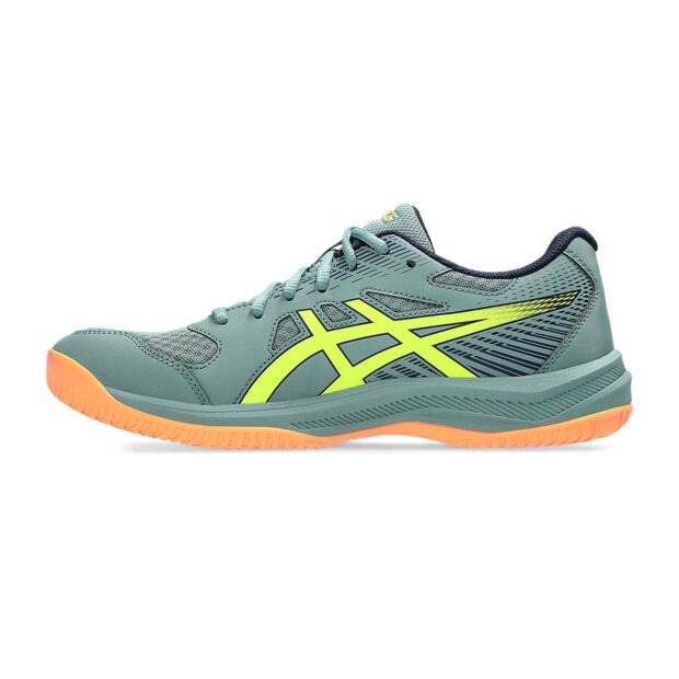 Asics Upcourt 6 Badminton Shoes (Celadon/Safety Yellow) - Image 2