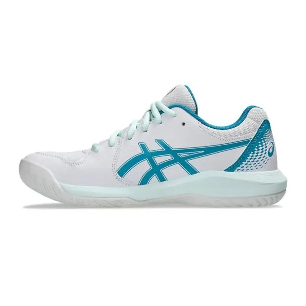 Asics Gel Dedicate 8 Tennis Shoes (White/Teal Blue) - Image 2