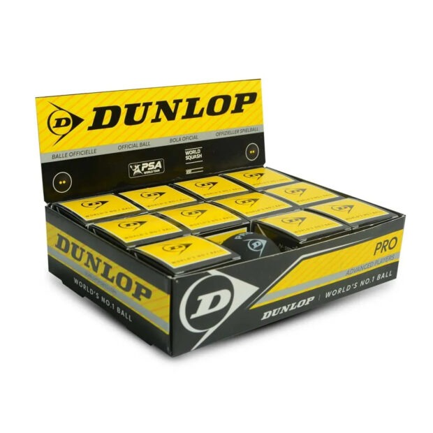 Dunlop Pro Double Dot Squash Balls (12 Pcs)