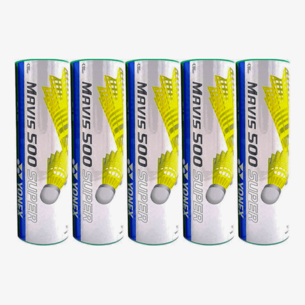 YONEX Mavis 500 Super Nylon Yellow Badminton Shuttlecock (Pack Of 5 Tubes)