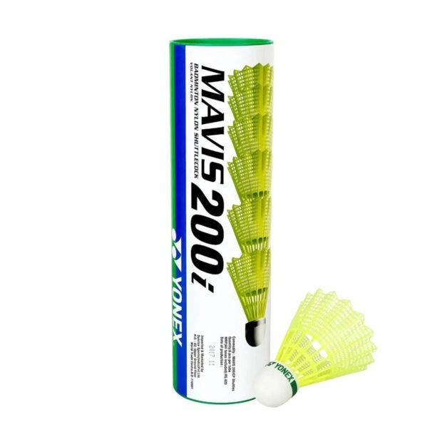 Yonex Mavis 200i Nylon Badminton Shuttlecock (Green Cap) - Pack of 5