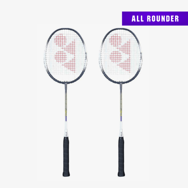 YONEX ZR 100 Strung Badminton Racket (Set of 2) (Black/ White)